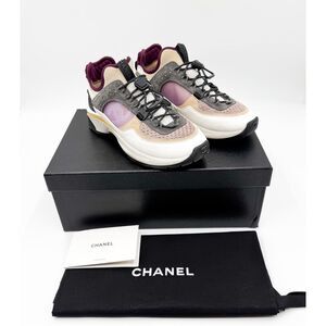 Chanel CC Monogram Sneakers Leather Suede Mesh Trainers EU 37